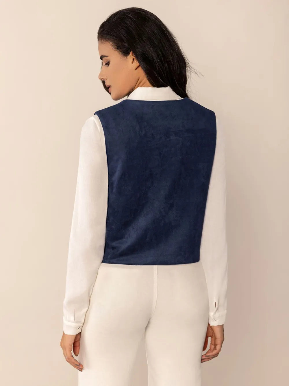 Tied Contrast Trim Vest - Lilixa.store