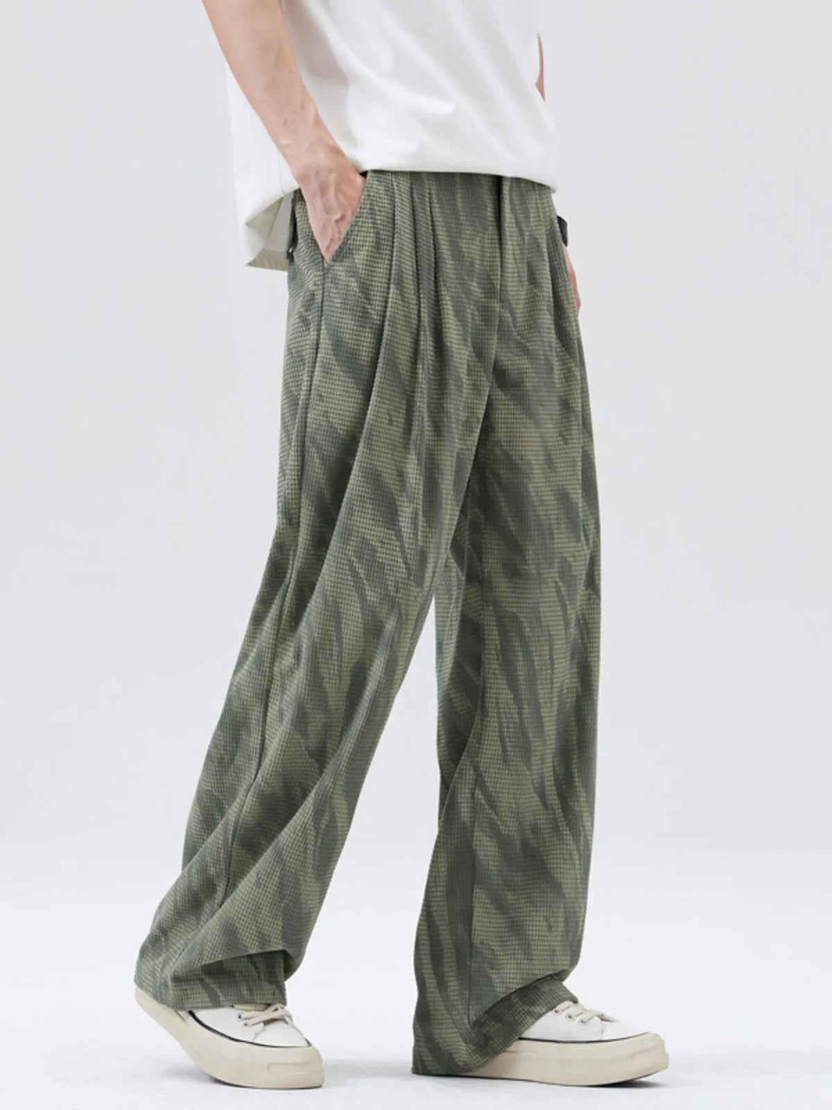 Men's Full Size Wide Leg Casual Pants Plus Size in Light Green, view 2