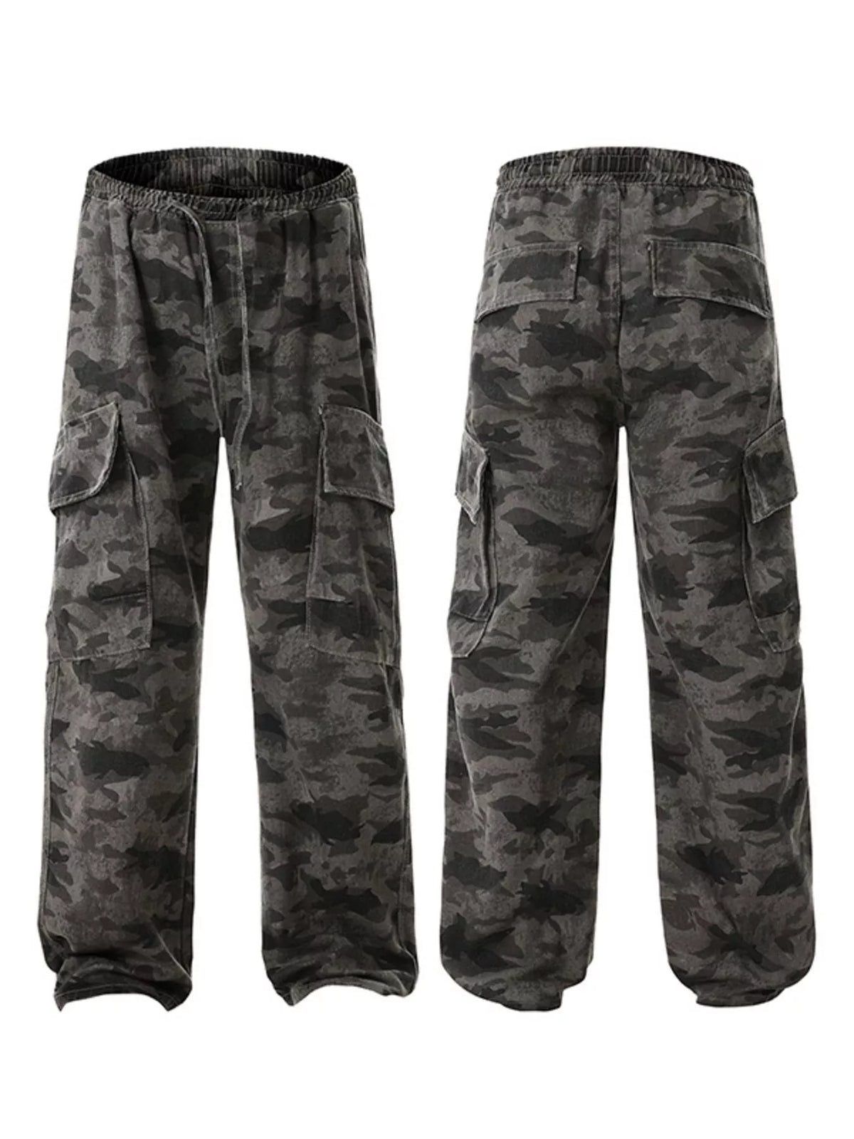 Men's Plus Size Camouflage Wide Leg Pants in Green Camouflage, view 7