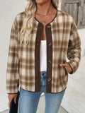 Plaid Long Sleeve Button-Up Jacket - Lilixa.store