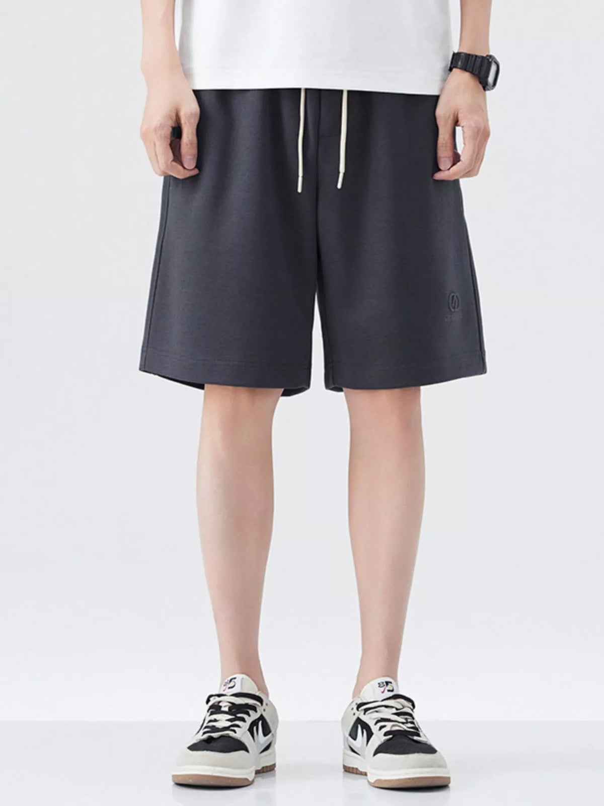 Men's Drawstring Loose Fit Shorts in Dark Gray