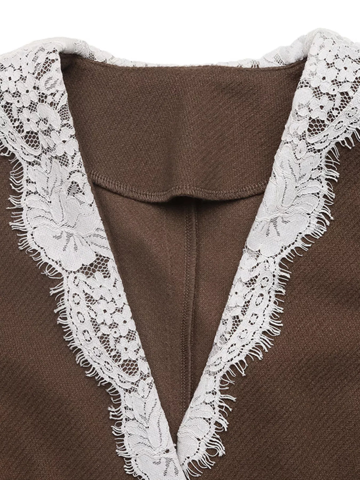 Lace Trim Button Up Blazer - Lilixa.store