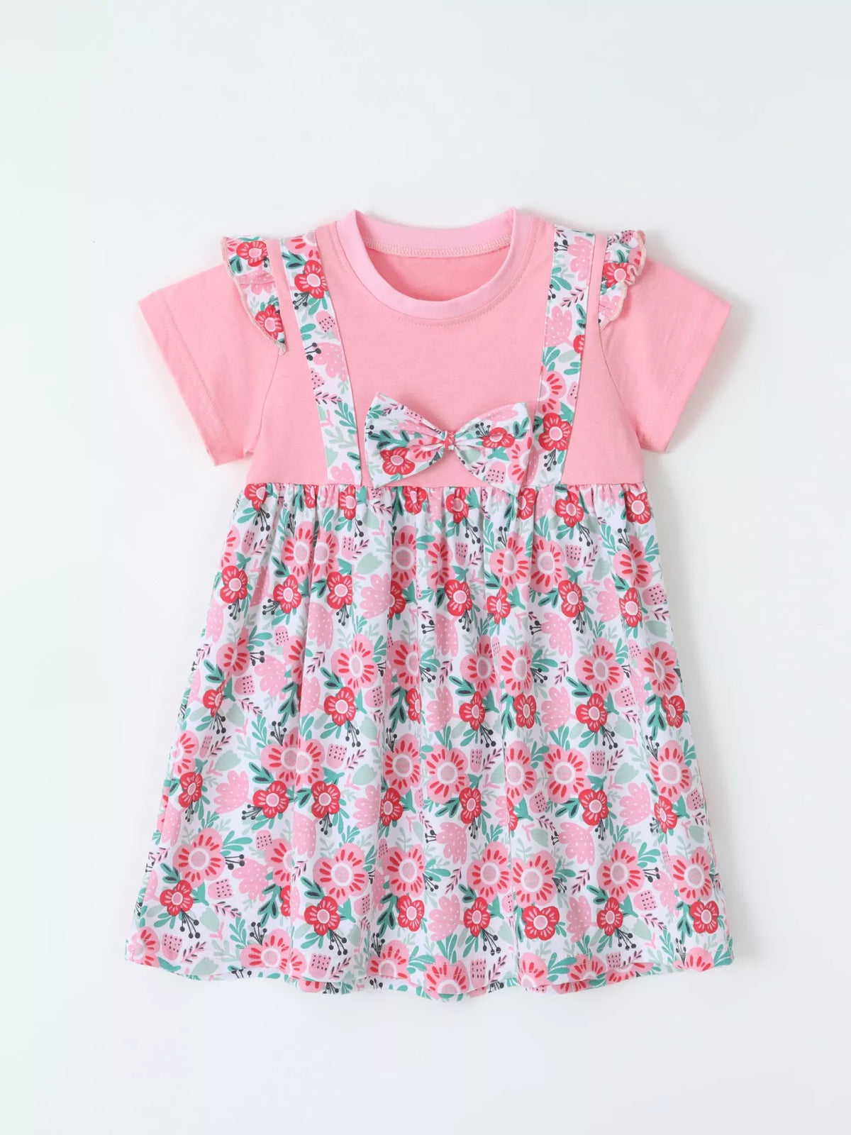 Children's Floral Print Bow Detail Dress - Lilixa.store