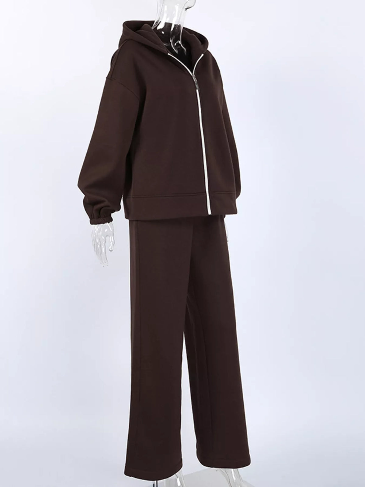 Zip-Up Hoodie and Wide-Leg Sweatpants Set