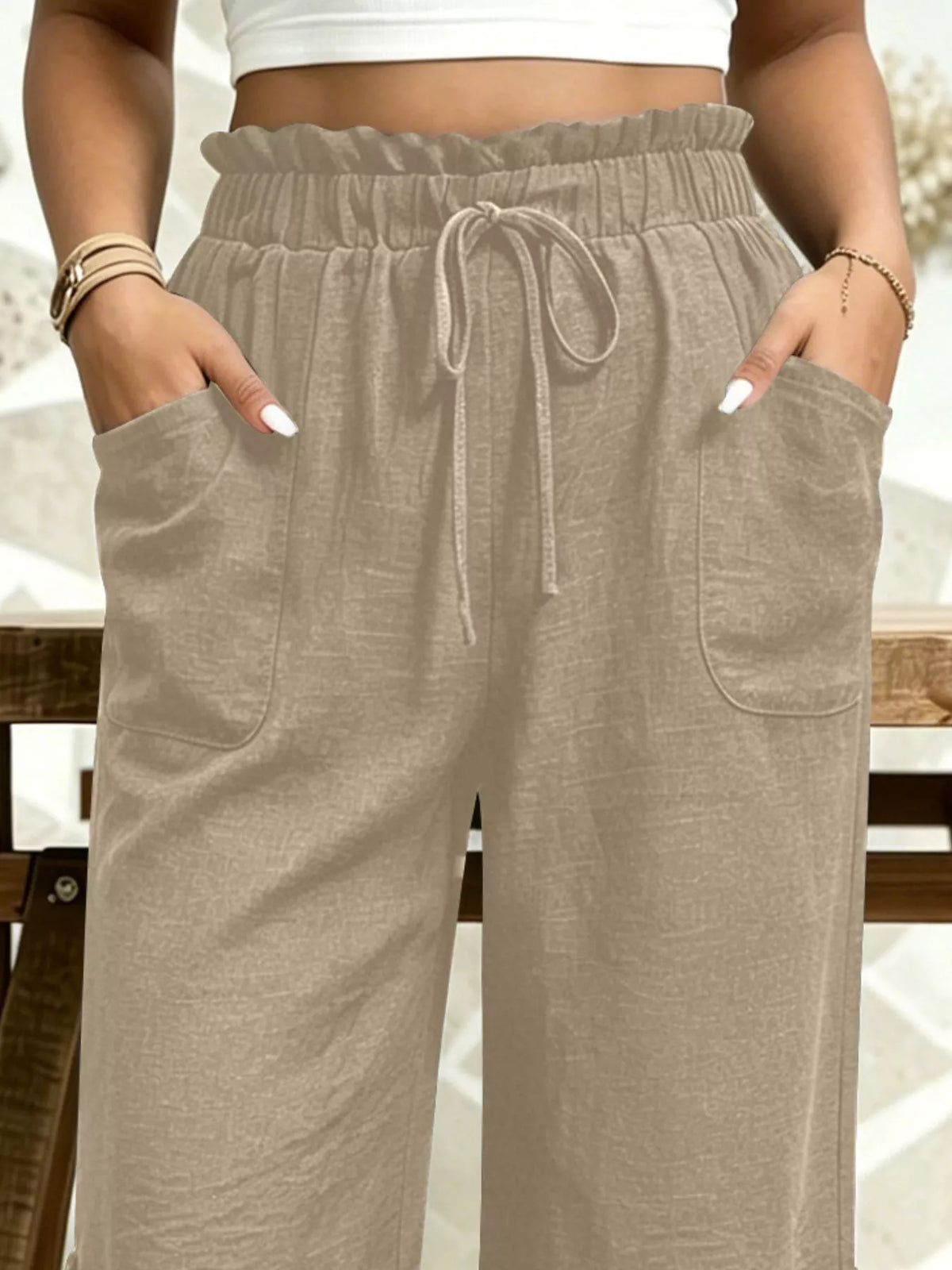 High-Waisted Drawstring Capris, view 17