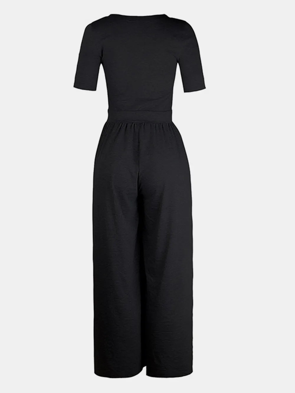 Scoop Neck Short Sleeve Jumpsuit - Lilixa.store