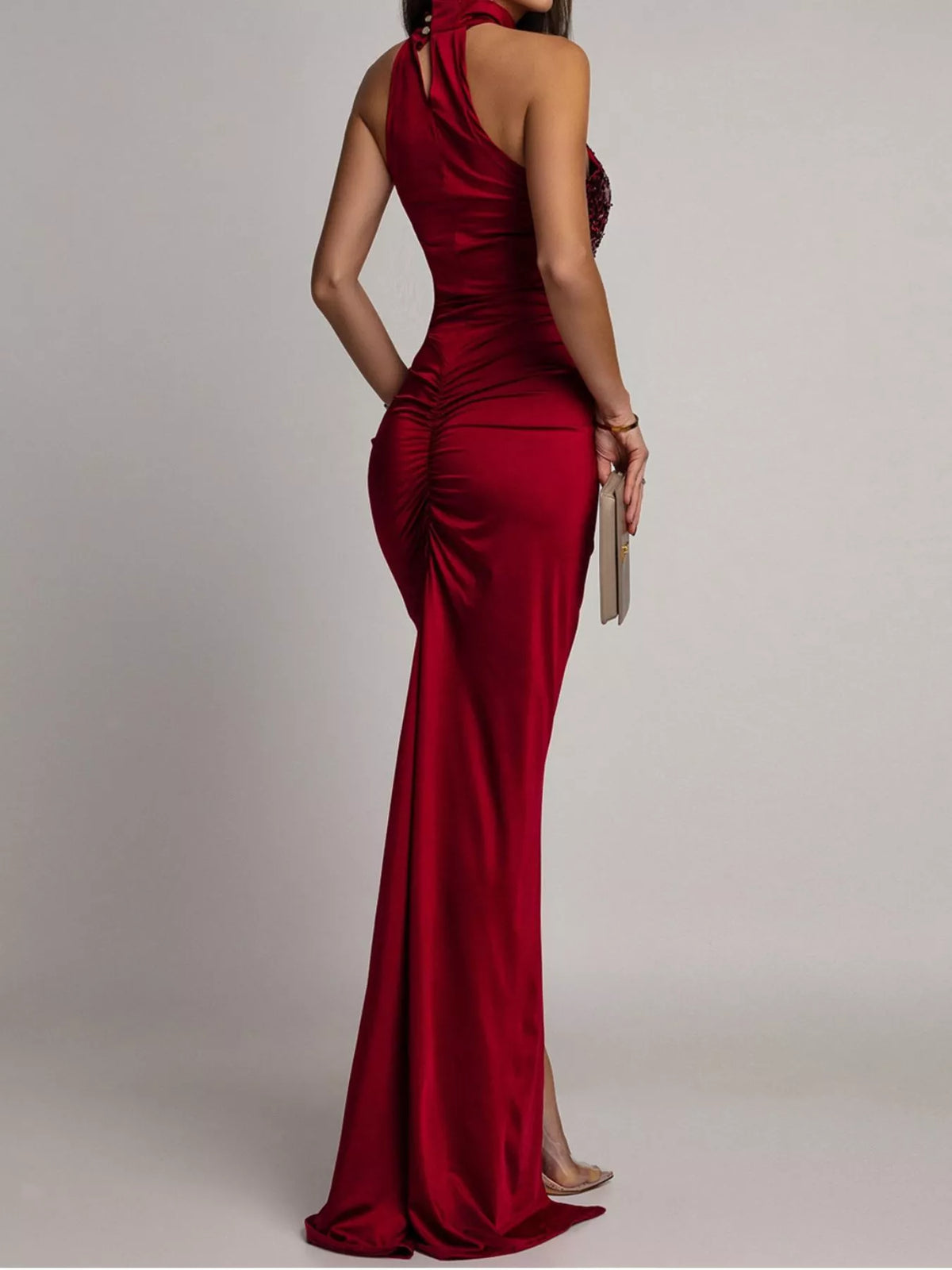 Sequin High Slit Sleeveless Maxi Dress - Lilixa.store