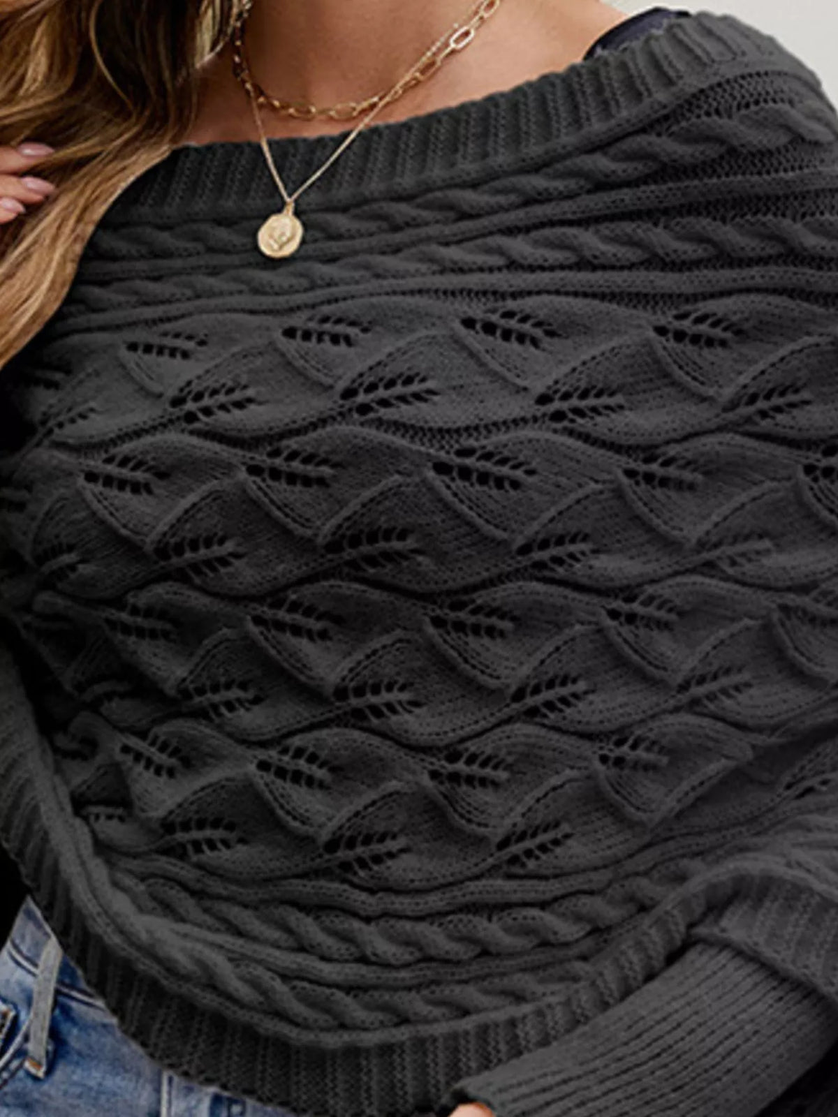 Cable Knit Batwing Sleeve Sweater - Lilixa.store