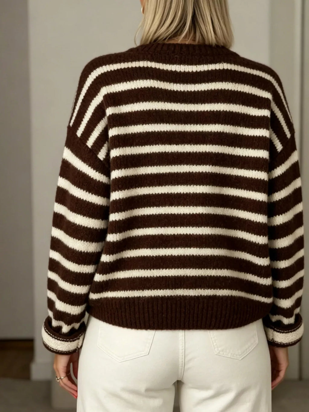 Striped Button-Down Cardigan - Lilixa.store
