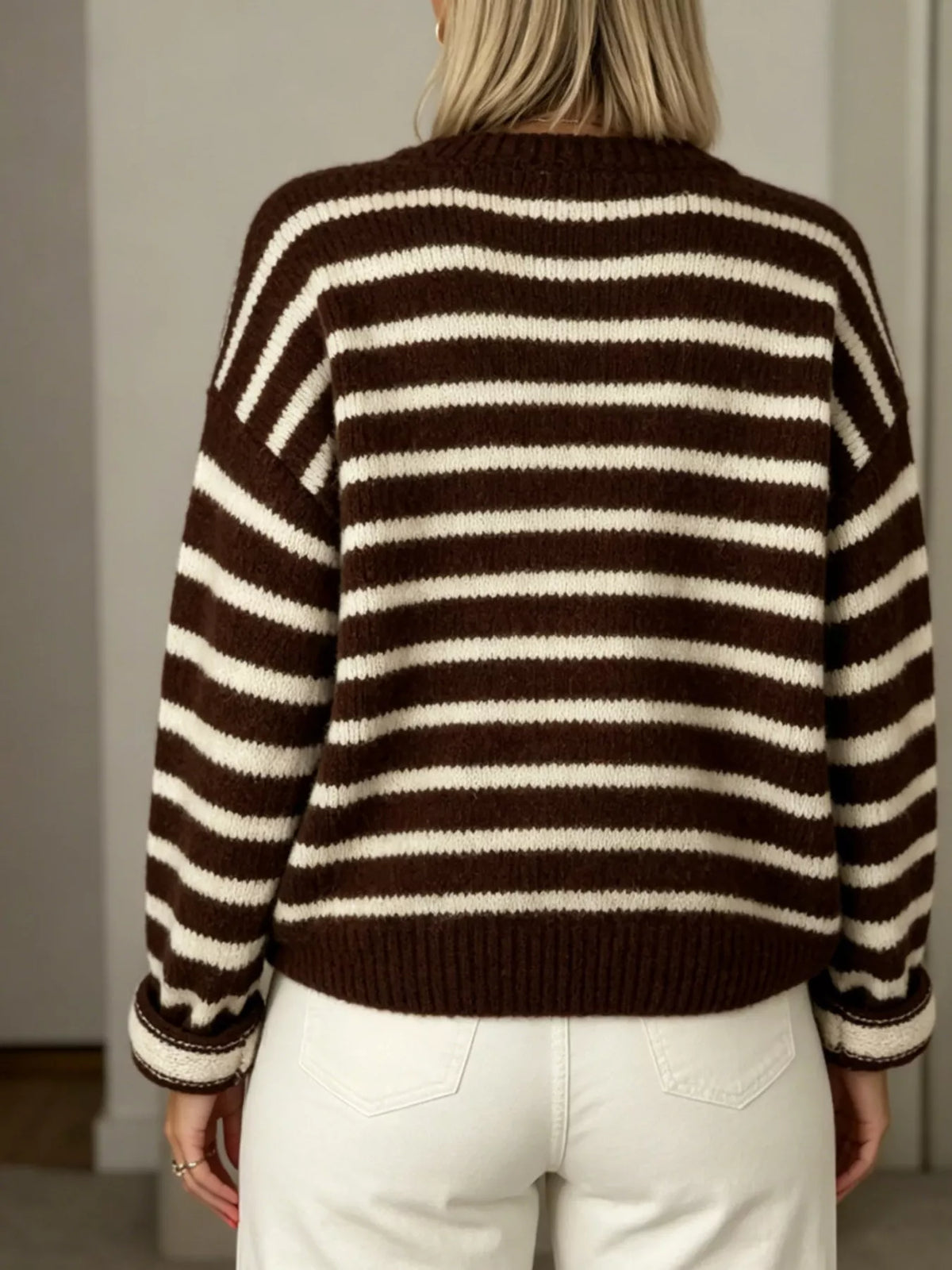 Striped Button-Down Cardigan - Lilixa.store