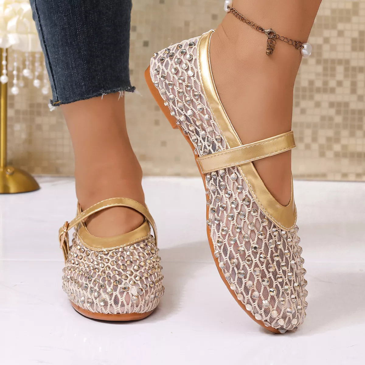Sparkling Mesh Mary Jane Sneakers - Lilixa.store