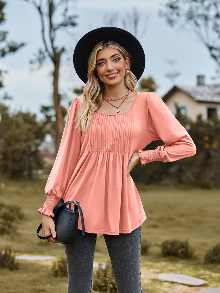 Puff Sleeve Pleated Blouse, view 7