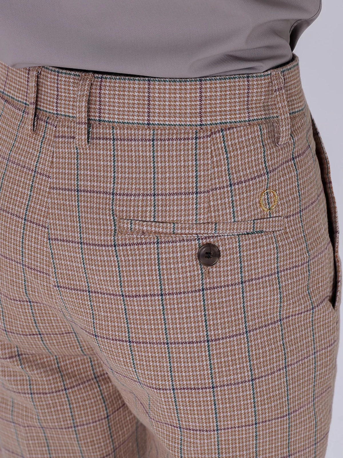 Men's Slim Fit Plaid Pants in Orange, view 6