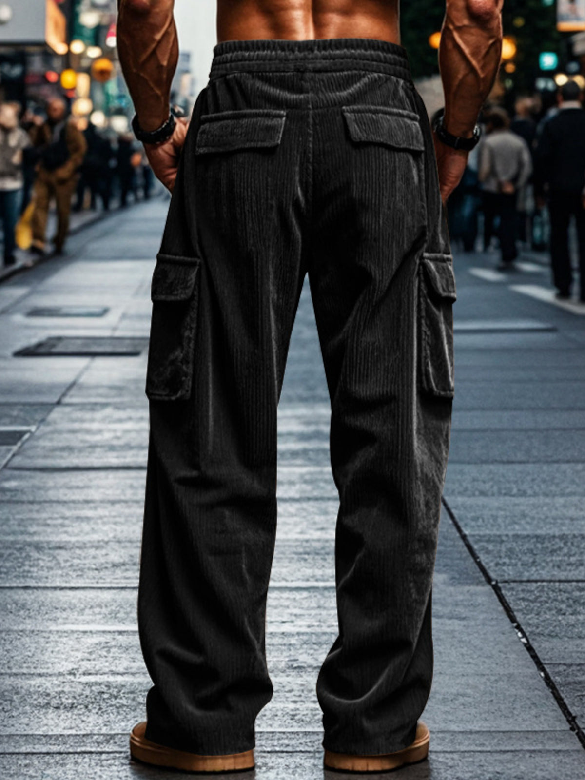 Men's Full Size Corduroy Cargo Pants Plus Size