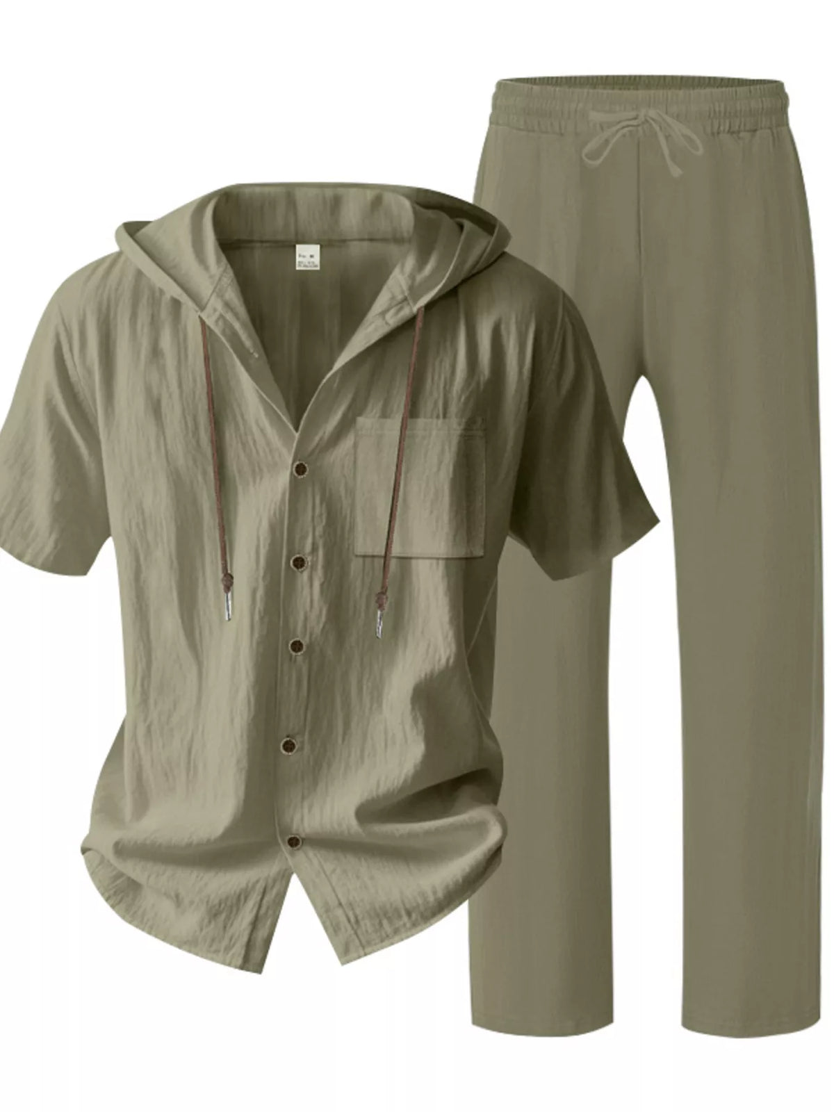 Men's Full Size Casual Hooded Short Sleeve Shirt and Pants Two-Piece Set Plus Size - Lilixa.store