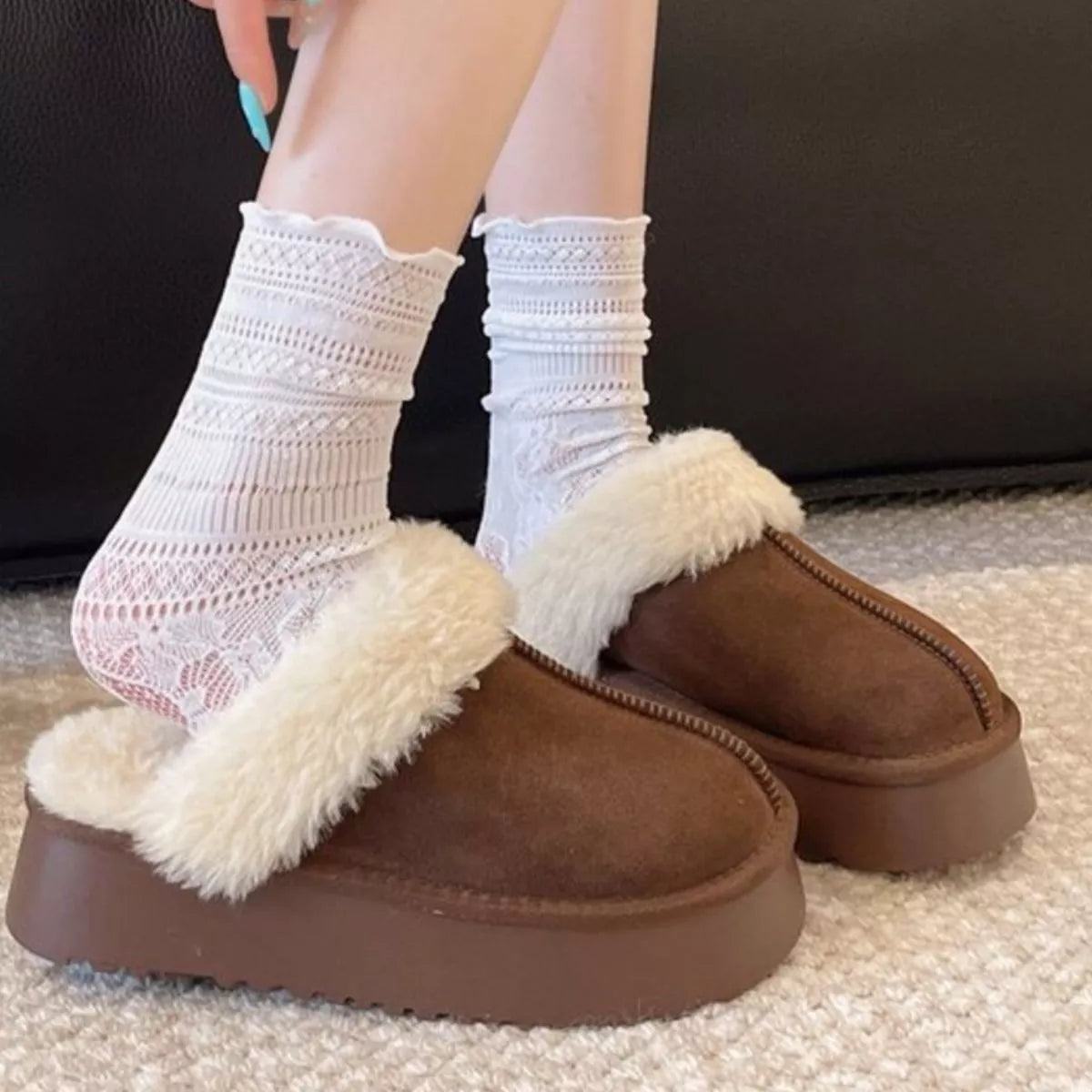 Round Toe Platform Slippers - Lilixa.store