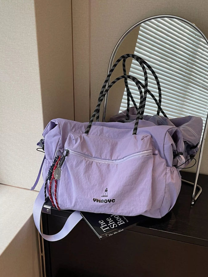 Lightweight Oxford Cloth Travel Duffel Bag in Heliotrope Purple