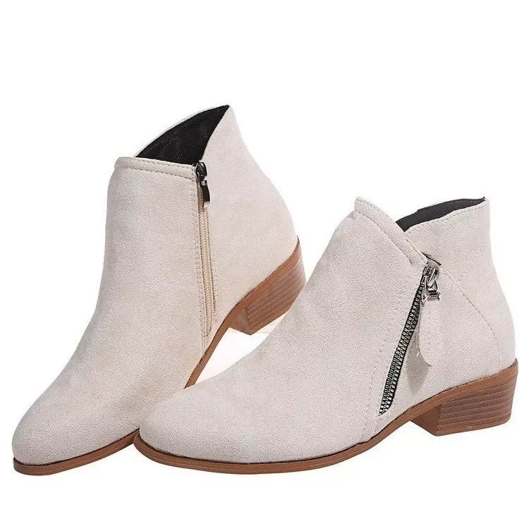 Round Toe Block Heels Boots