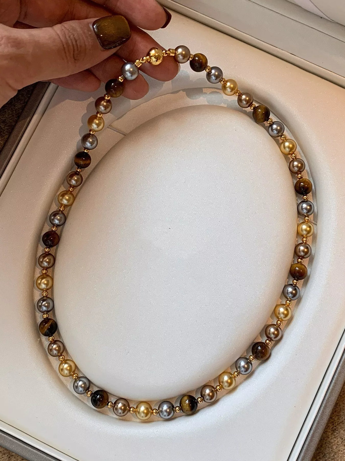 Tiger Eye & Pearl Beaded Necklace - Lilixa.store