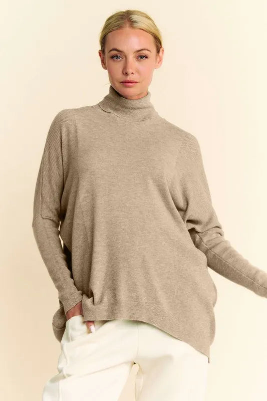 Davi & Dani Turtleneck Long Sleeve Knit Top - Lilixa.store