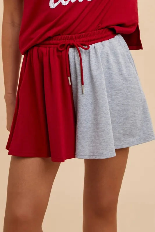 Annie Wear Color Block French Terry Flare Shorts - Lilixa.store