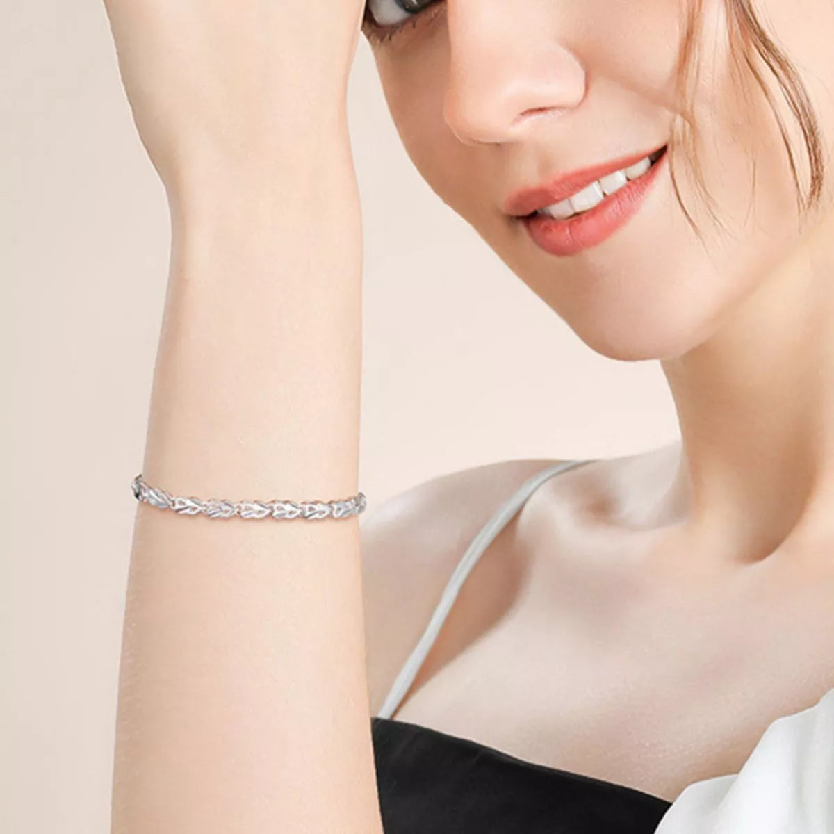 925 Sterling Silver Heart Link Bracelet - Lilixa.store