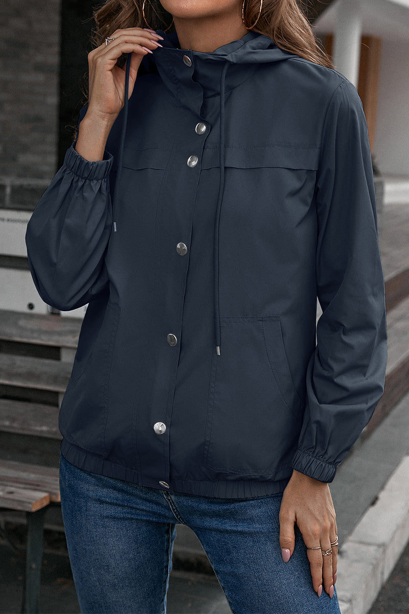 Ivy Lane Button-Down Long Sleeve Sports Jacket in Dark Blue