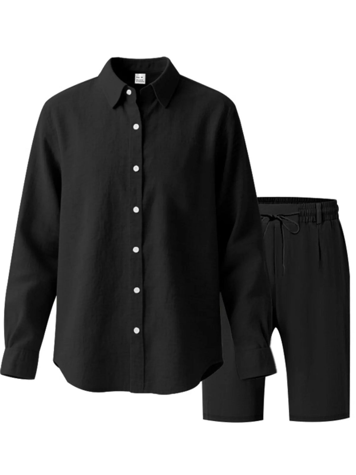 Men's Full Size Casual Button-Down Shirt and Shorts Set Plus Size