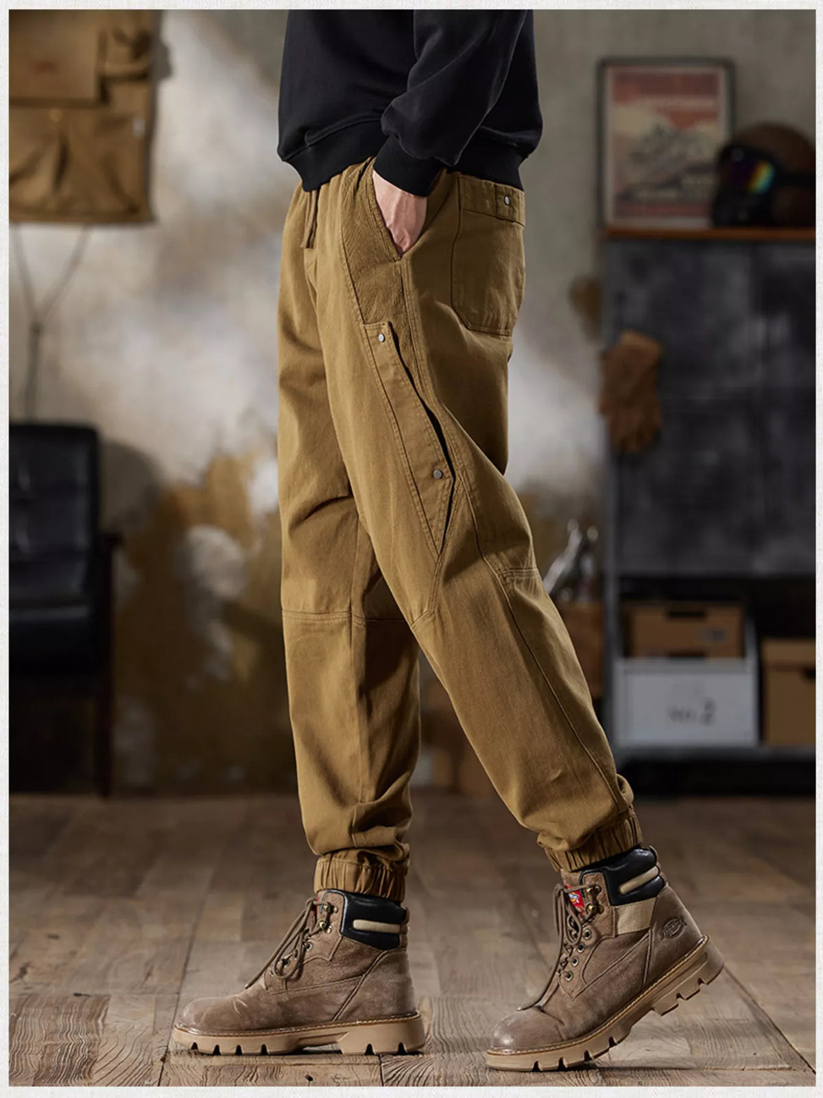 Men's Full Size Casual Drawstring Cargo Joggers Plus Size, view 5