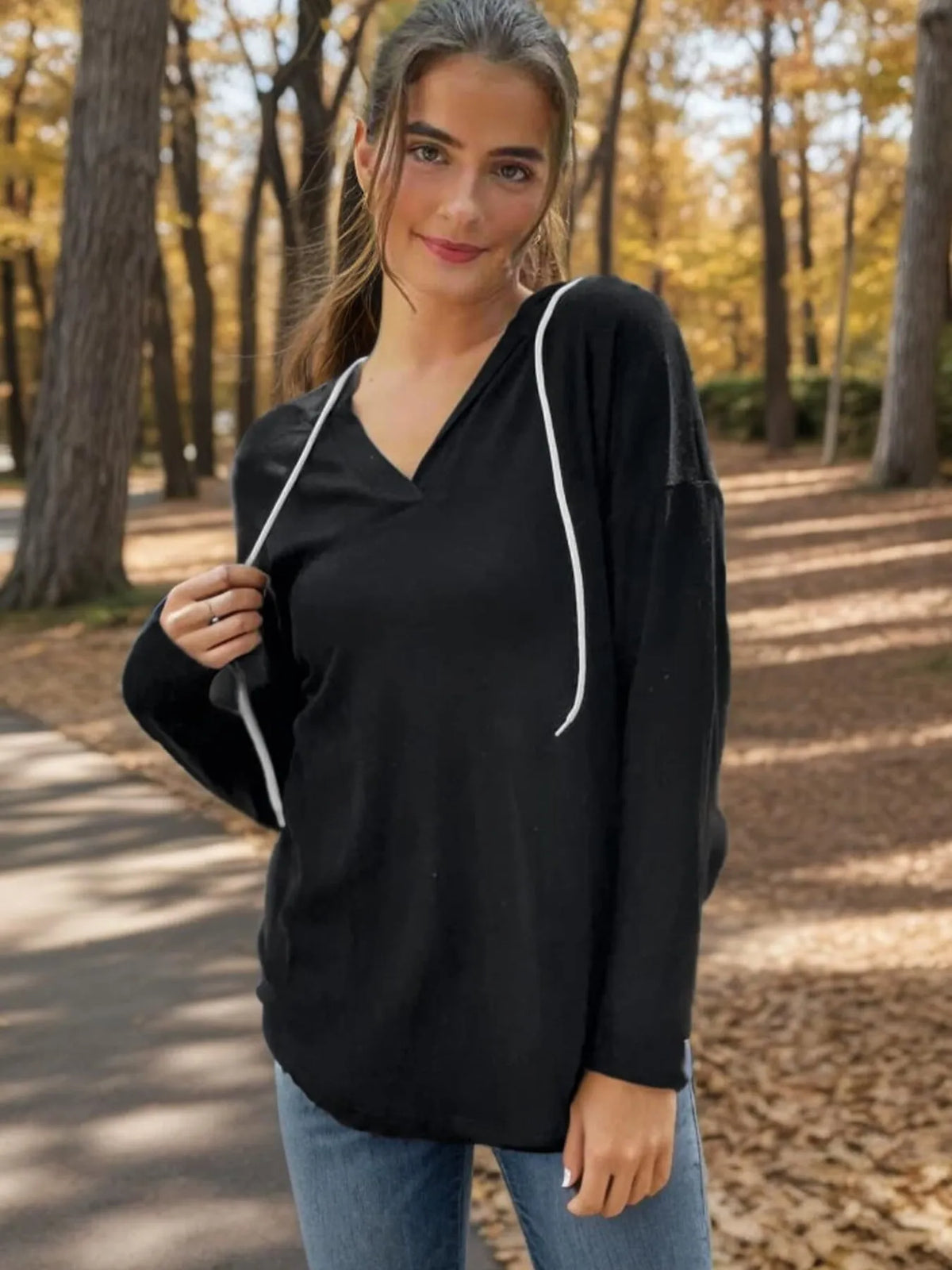 Full Size Drawstring Long Sleeve Hoodie Plus Size - Lilixa.store