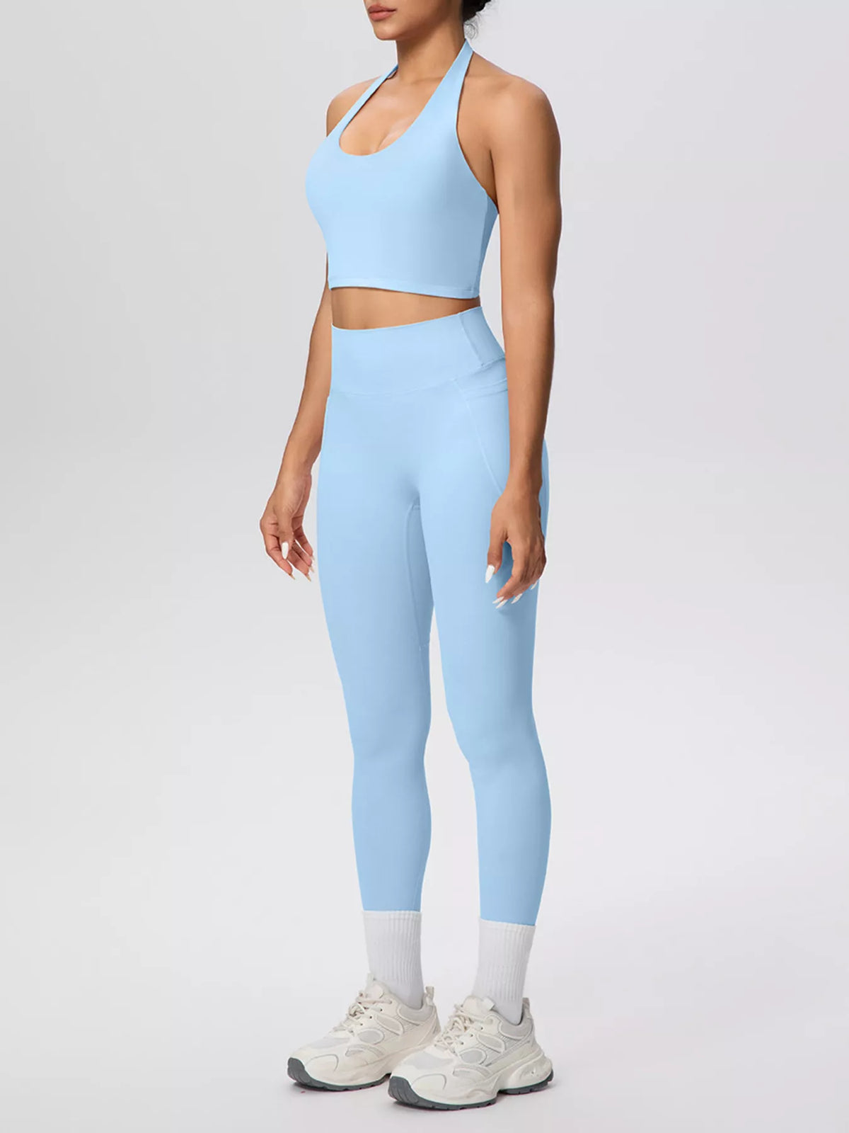 Halter Neck Crop Top and High-Waisted Leggings Active Set, view 19