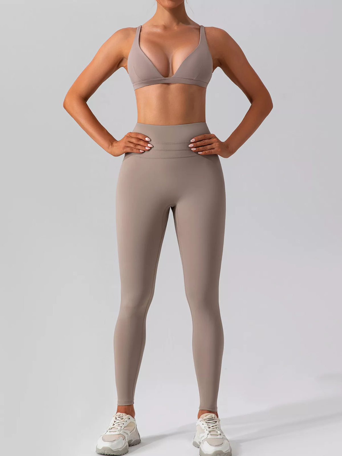 V-Neck Tank and High-Waisted Seamless Pants Active Set - Lilixa.store