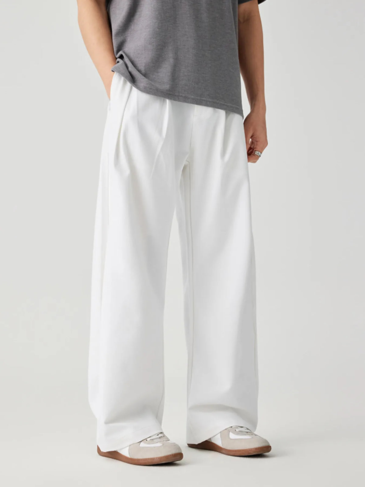 Men's Wide Leg Pants in White