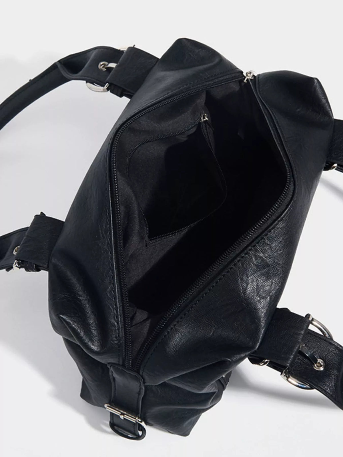 Studded Decor Shoulder Bag with Buckle Detail in Black, view 7