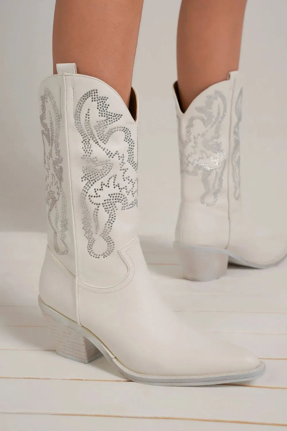 Beast Fashion Rhinestone Detail Point Toe Boots - Lilixa.store