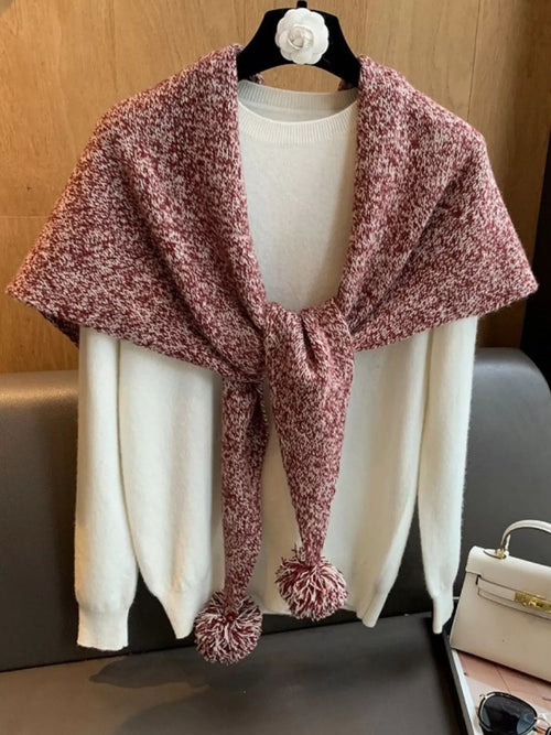 100% Wool Pom-Pom Knitted Scarf - Lilixa.store