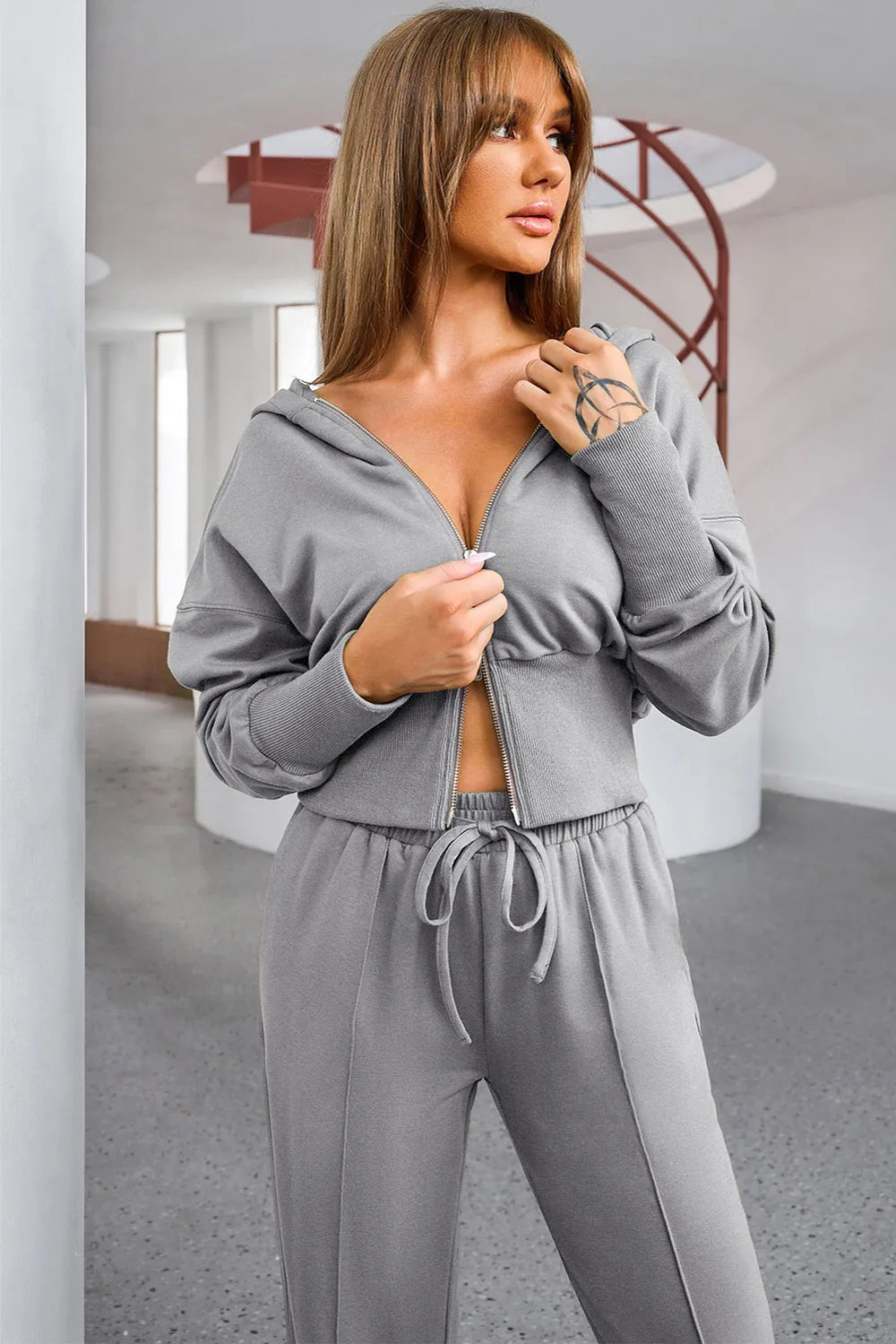 Dropped Shoulder Hoodie and Drawstring Pants Active Set - Lilixa.store