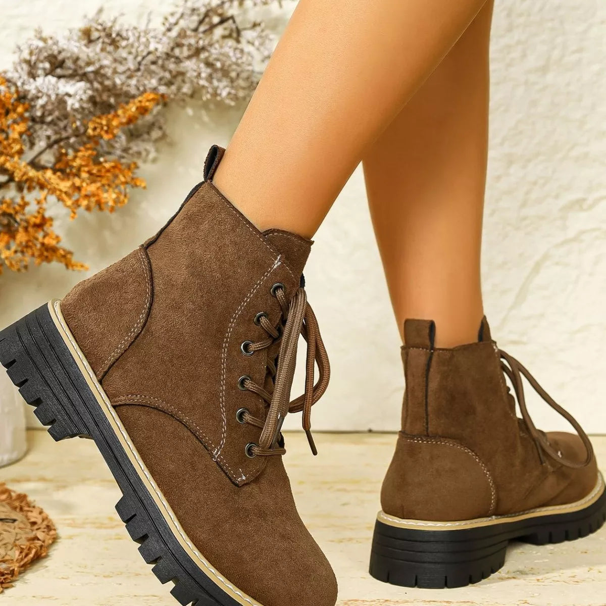 Round Toe Lace Up Boots, view 21