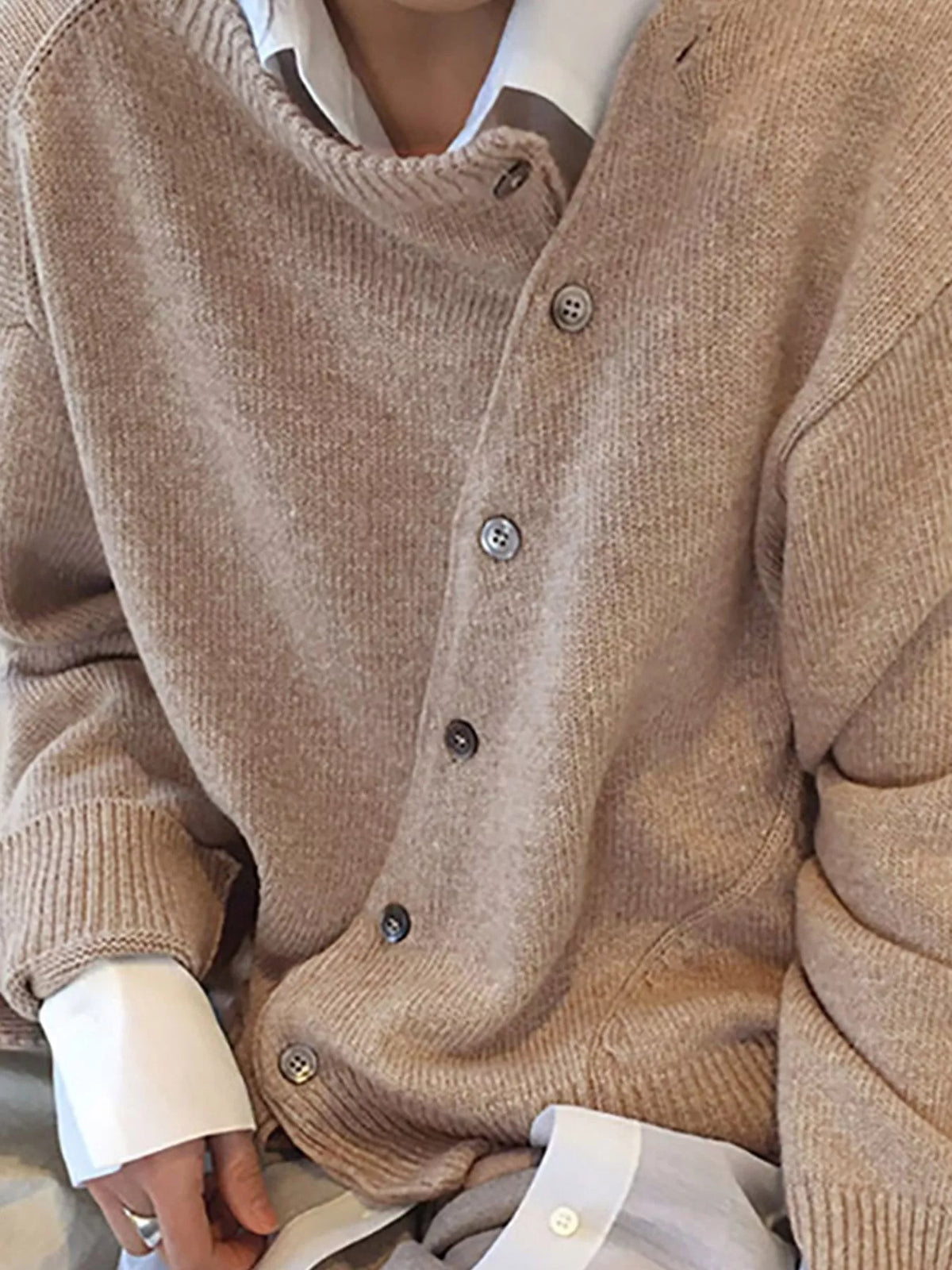 Asymmetric Button-Down Sweater
