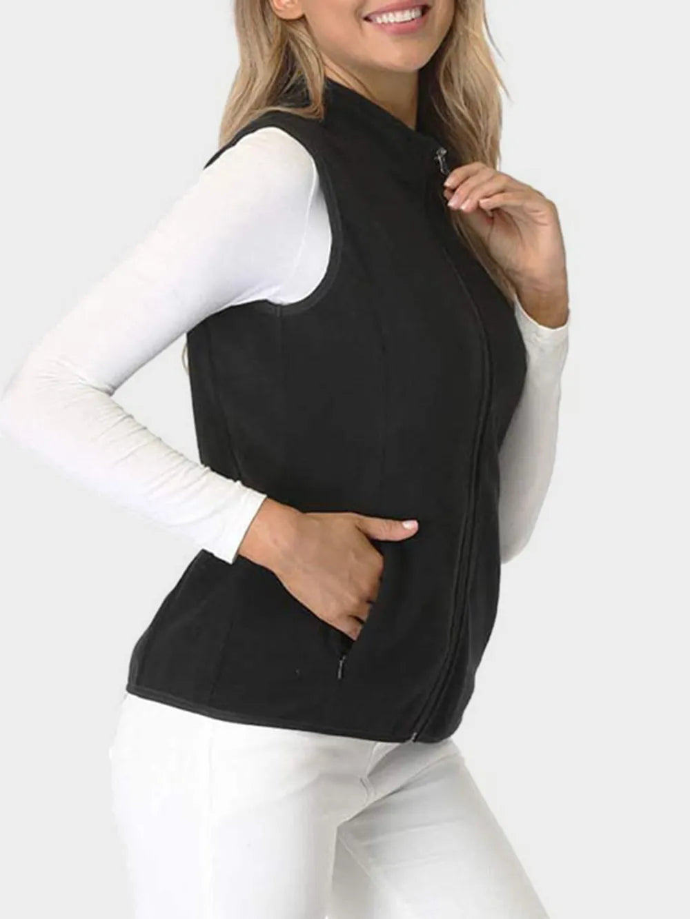 Zip Up Turtleneck Vest with Pockets, view 5