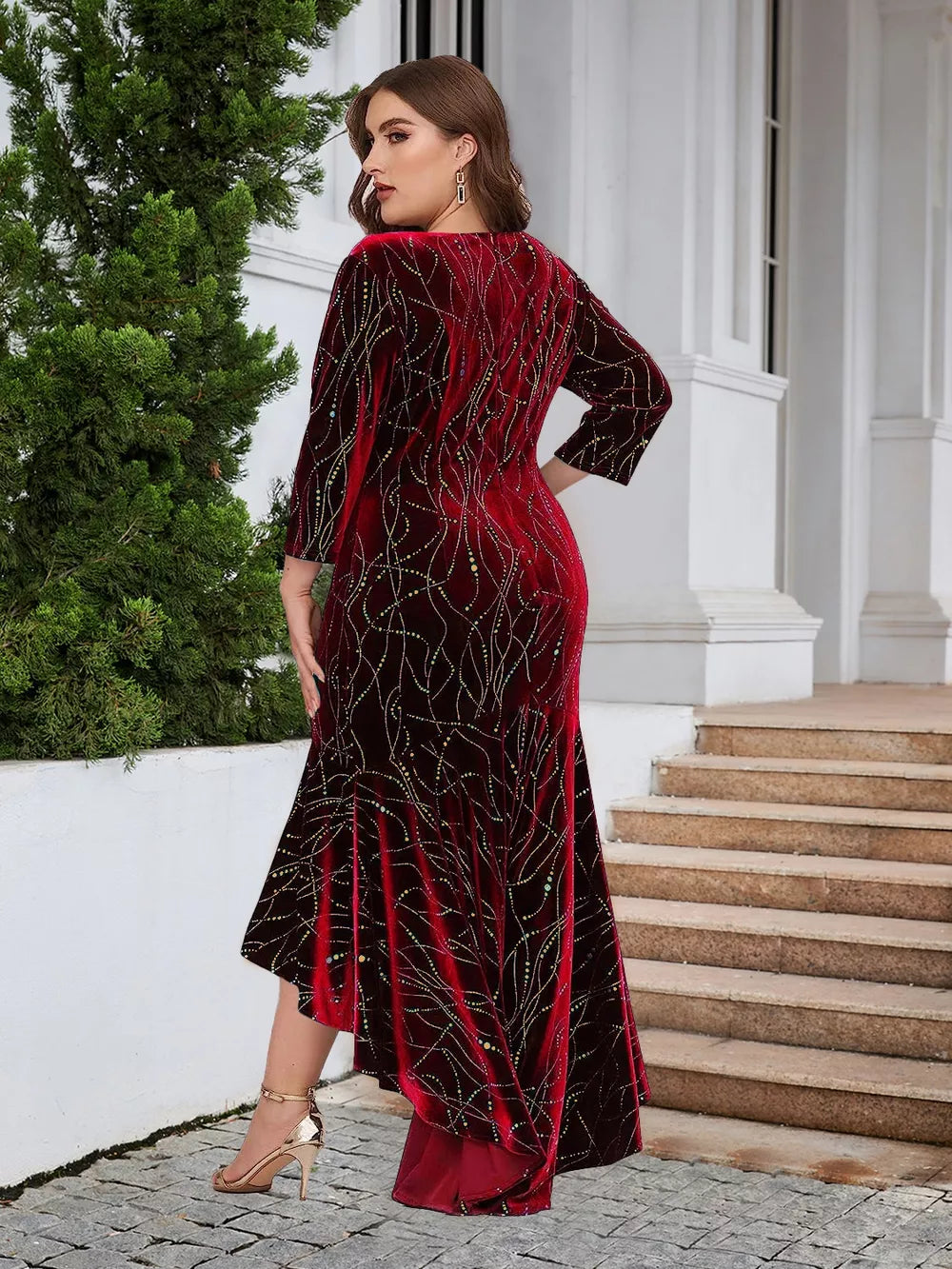 Plus Size Ruffle Hem High-Low Dress - Lilixa.store