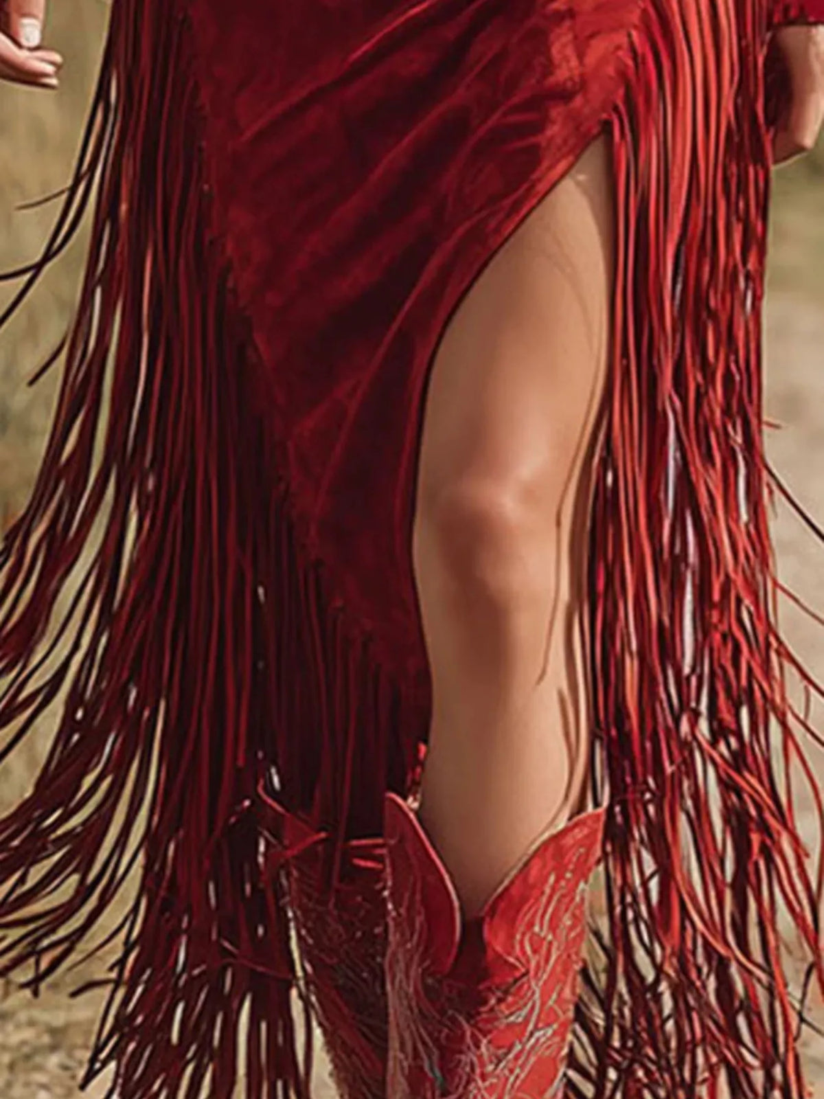 Fringe Zip-Front Midi Dress