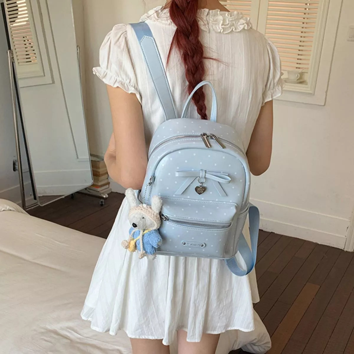 Polka Dot Bow Backpack Bag - Lilixa.store