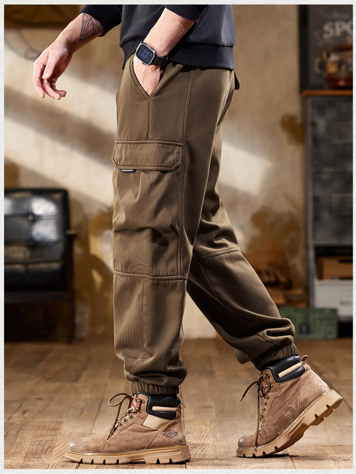 Men's Plus Size Casual Cargo Pants, view 2
