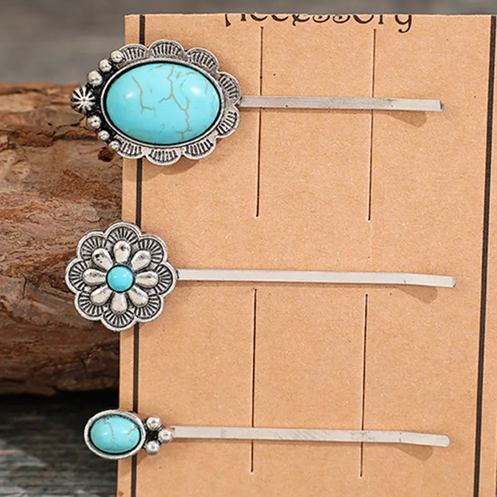 3 PCS/Set Artificial Turquoise Hair Pins - Lilixa.store