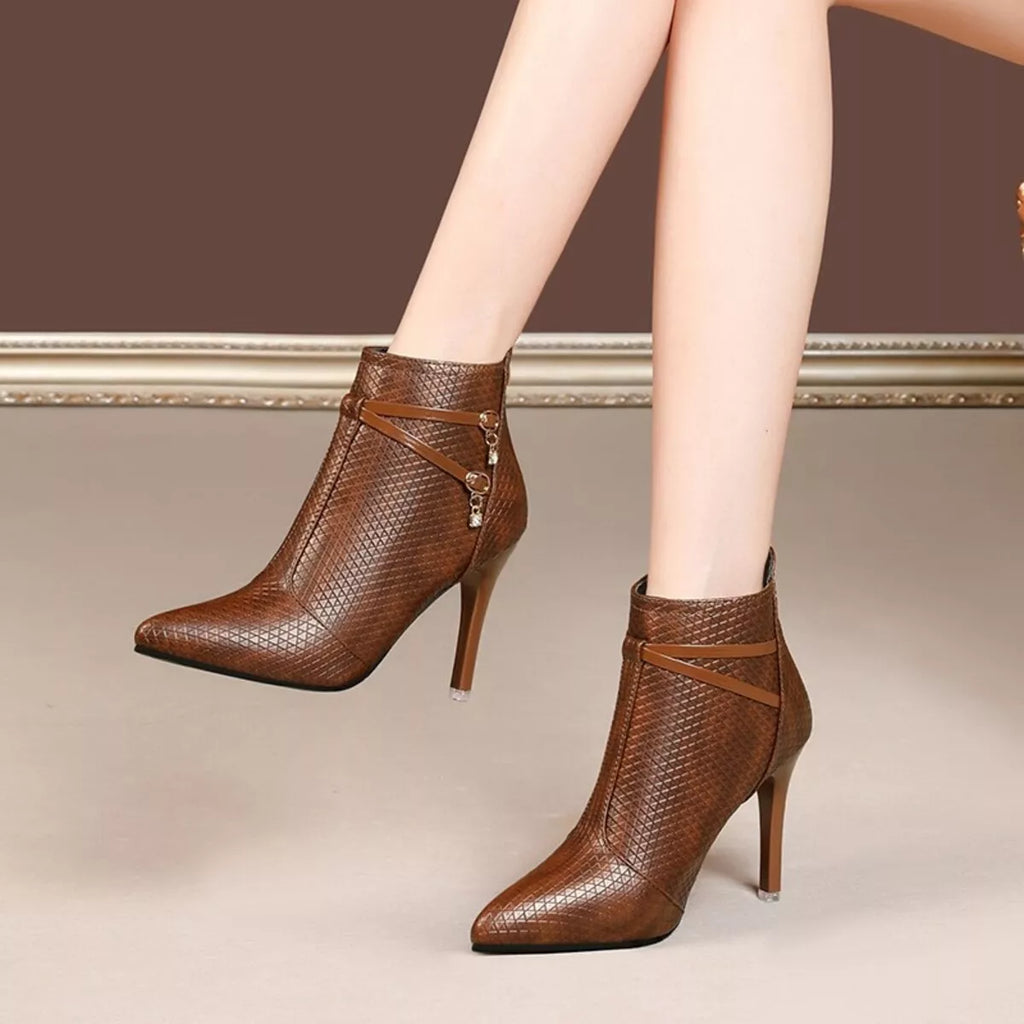 Pointed-Toe Stiletto Ankle Boots, view 5