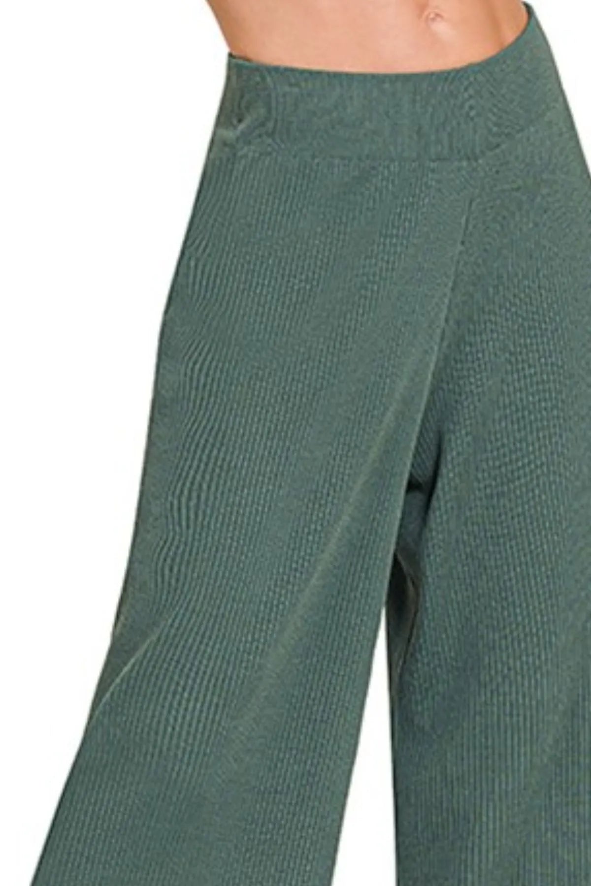 Zenana Viscose Ribbed Sweater Pants in Ash Jade, view 3