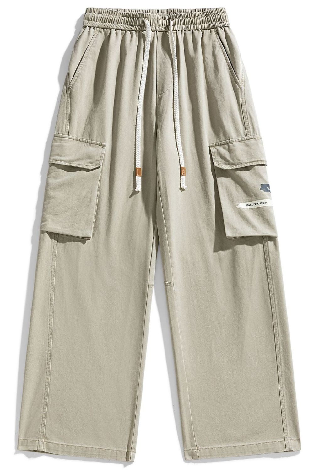 Men's Plus Size Loose Fit Cargo Pants with Drawstring, view 7