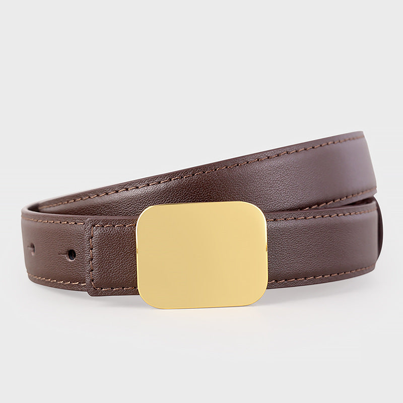 Leather Belt with Gold Buckle - Lilixa.store