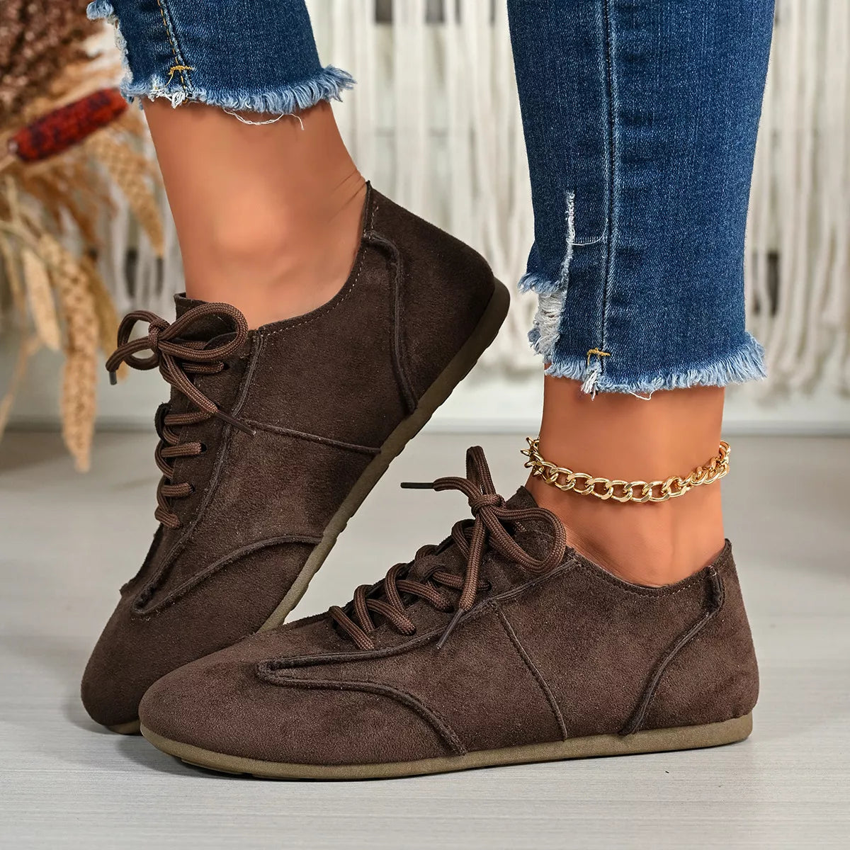 Lace Up Round Toe Sneakers - Lilixa.store
